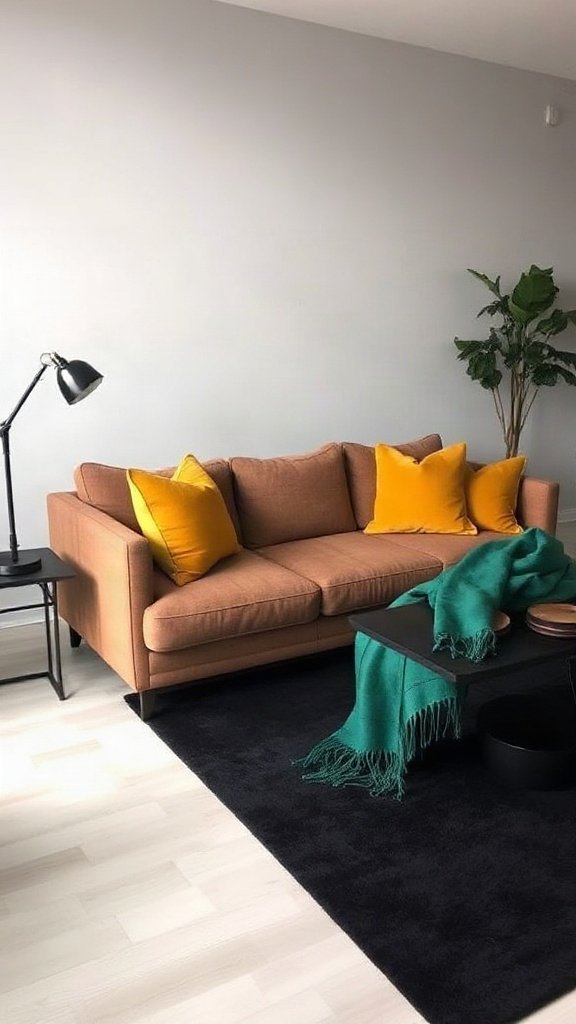 Black and Brown with Pops of Color - 20 Stunning Black and Brown Sofa Ideas
