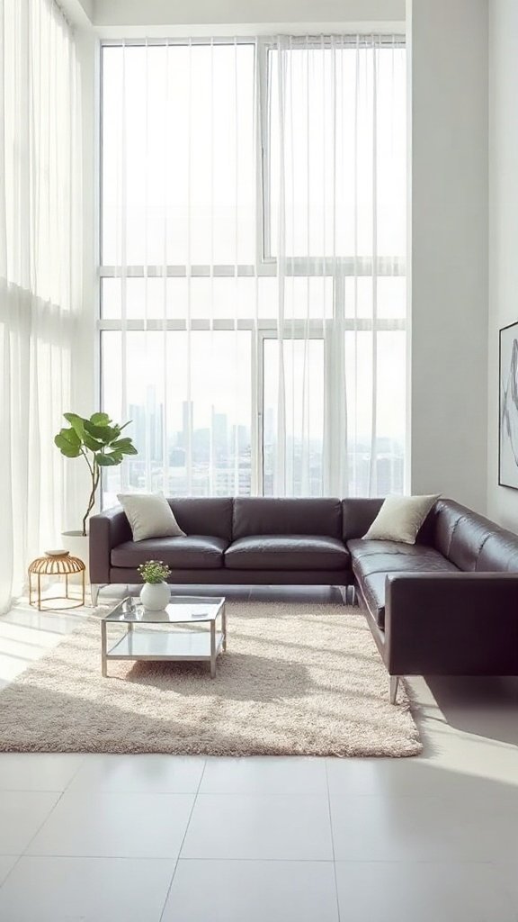 A bright and airy living room with crisp light walls that reflect natural sunlight to illuminate the space.