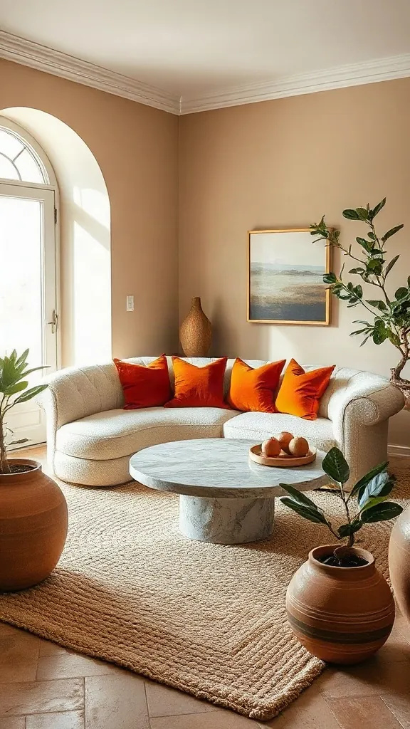 Warm Organic Luxury with Bouclé & Terracotta - 12 Elegant Drawing Room Design Ideas