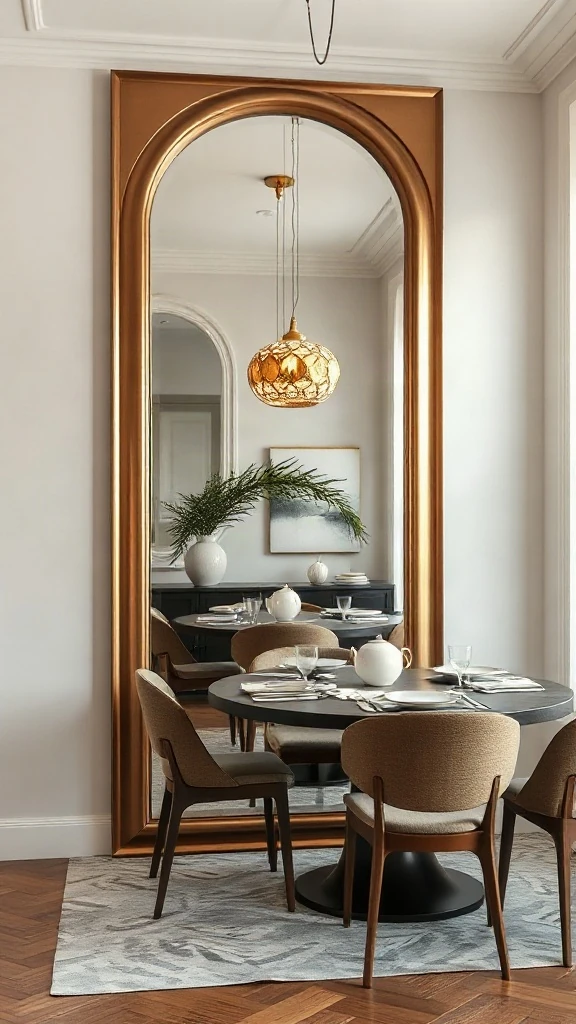 Tinted and Antique Oversized Floor Mirrors - 12 Transformative Contemporary Dining Room Design Ideas