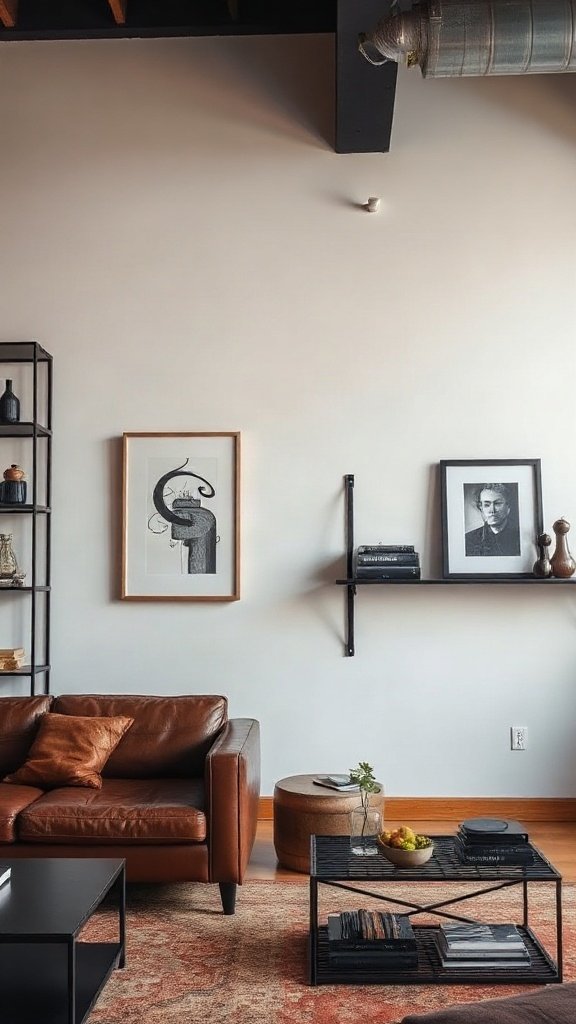 Brown Leather Sofa with Black Metal Details - 20 Stunning Black and Brown Sofa Ideas