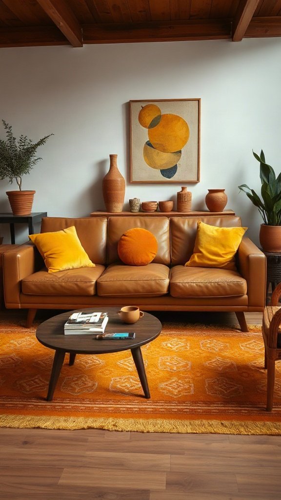 Mustard Yellow and Tan Brown: Retro-Chic Perfection - 15 Stunning Tan Brown Couch Ideas for Modern Homes