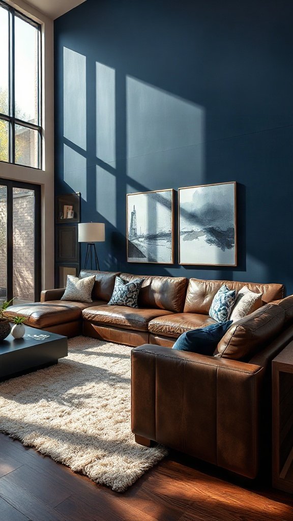 Blue and Brown: The Classic Combo That Never Fails - 15 Stunning What Color Goes With Brown Couch Ideas for Modern Homes