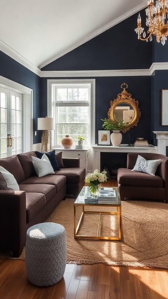 Coastal Cool with Navy & Nautical Vibes - 15 Stunning Dark Chocolate Couch Ideas
