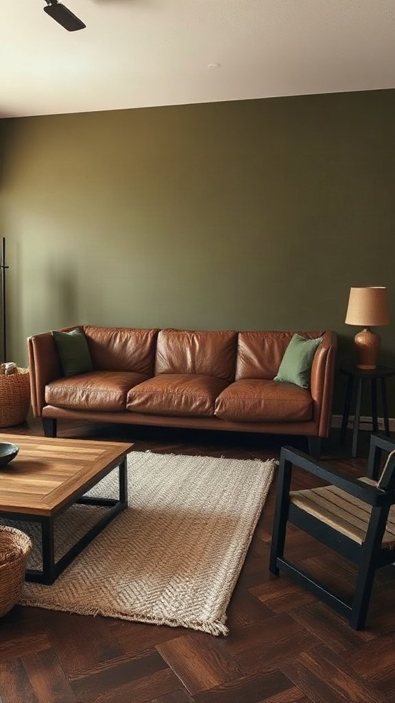 Olive Green and Brown: Grounded and Sophisticated - 15 Stunning What Color Goes With Brown Couch Ideas for Modern Homes