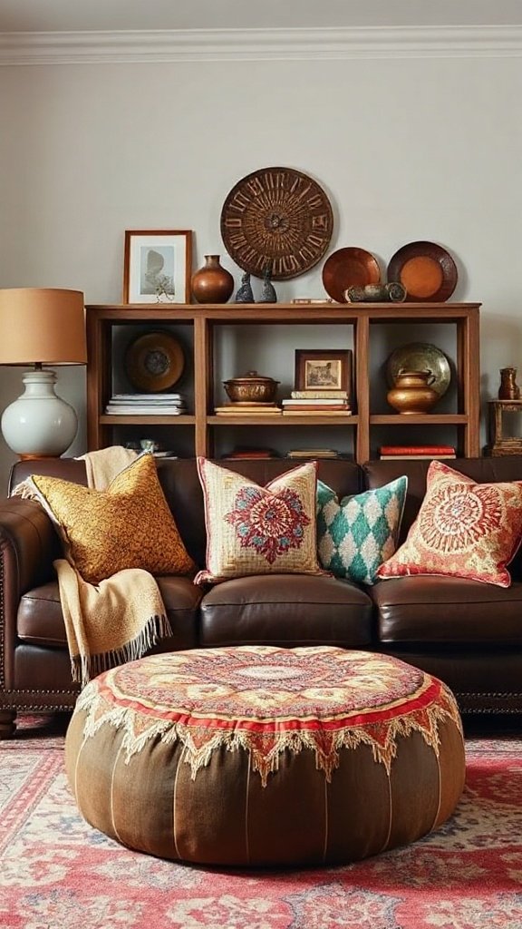 Global Nomad with Worldly Accessories - 15 Stunning Dark Chocolate Couch Ideas