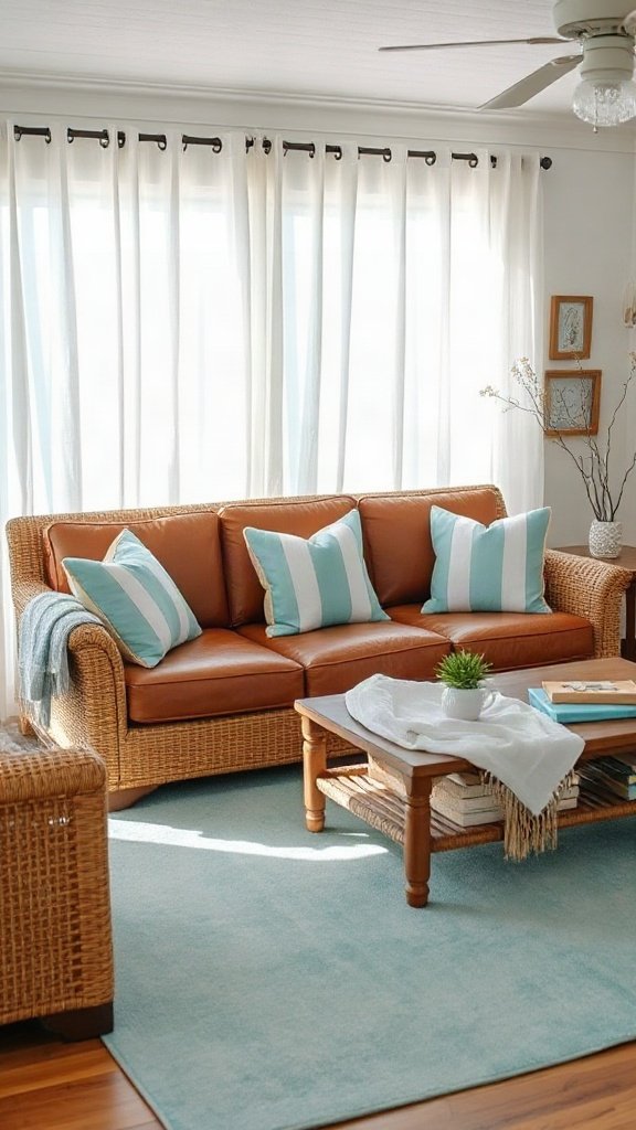 Aqua and Brown: Coastal, Breezy, and Relaxed - 15 Stunning What Color Goes With Brown Couch Ideas for Modern Homes