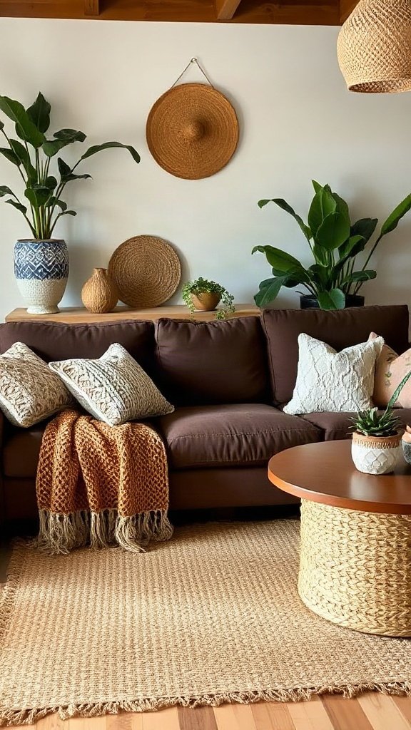 Boho Chic with Earthy Textures - 15 Stunning Dark Chocolate Couch Ideas
