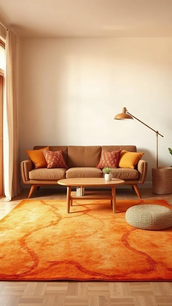 Orange and Brown: Bursting with Energy - 15 Stunning What Color Goes With Brown Couch Ideas for Modern Homes