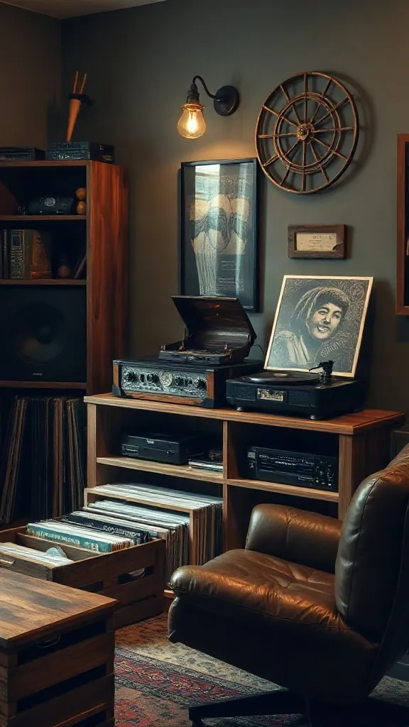 Dedicate a Corner to Vinyl and a Record Player - 25 Timeless Vintage Living Room Decor Ideas for a Warm, Nostalgic Home