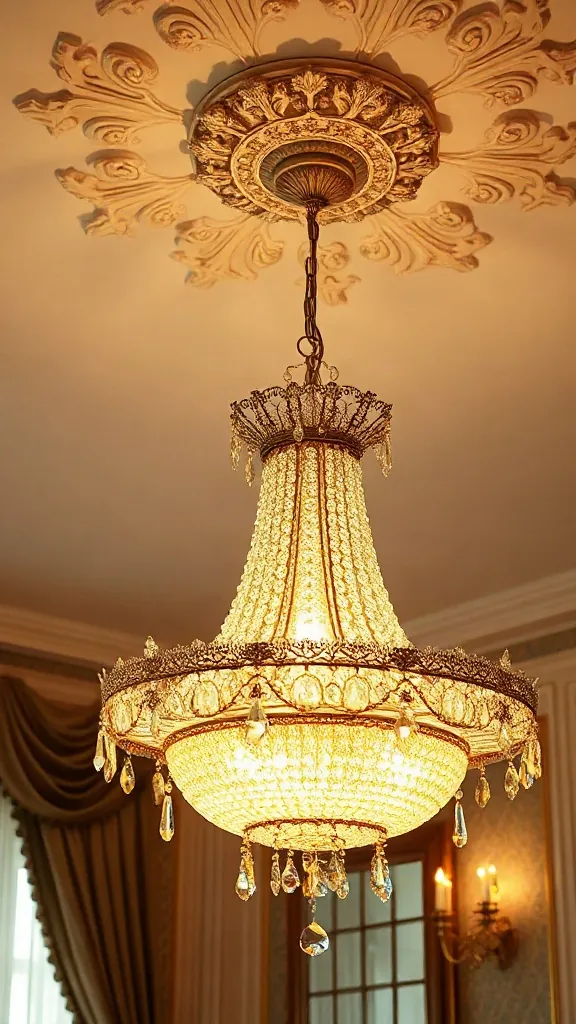Hang an Authentic Glass or Crystal Chandelier - 25 Timeless Vintage Living Room Decor Ideas for a Warm, Nostalgic Home