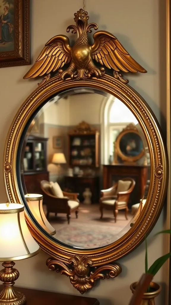 Mount a Round Convex Federal Mirror - 25 Timeless Vintage Living Room Decor Ideas for a Warm, Nostalgic Home