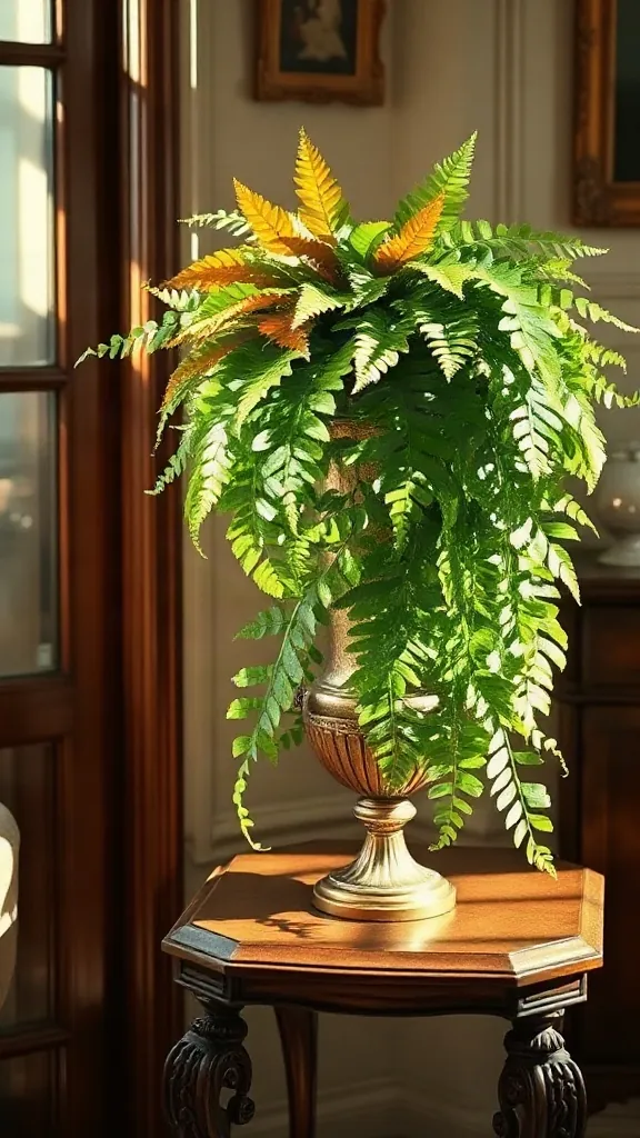 Pot Houseplants into Weathered Brass Urns and Crocks - 25 Timeless Vintage Living Room Decor Ideas for a Warm, Nostalgic Home