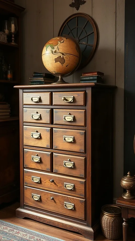 Use an Old Multi-Drawer Cabinet for Everyday Clutter - 25 Timeless Vintage Living Room Decor Ideas for a Warm, Nostalgic Home