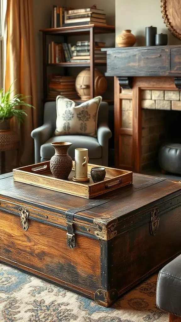 Use an Old Steamer Trunk as a Coffee Table - 25 Timeless Vintage Living Room Decor Ideas for a Warm, Nostalgic Home