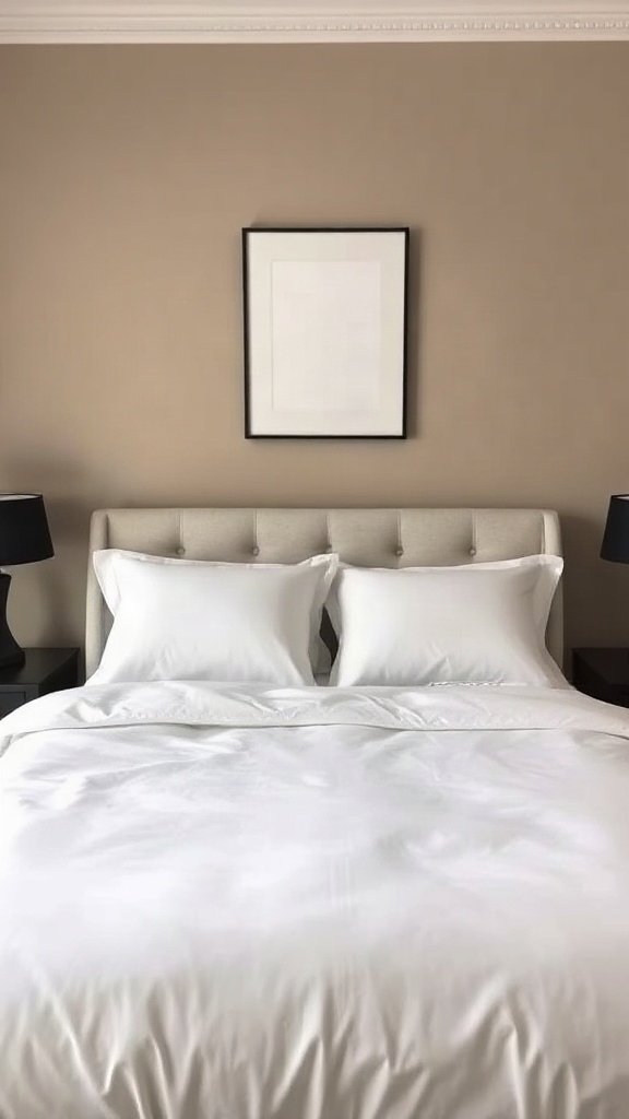 The Greige & Crisp White Contrast - 15 Dreamy Bedroom Ideas for a Warm and Cozy Aesthetic