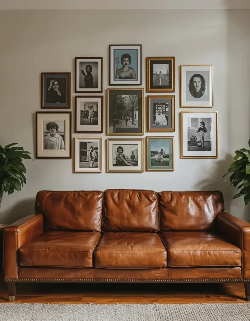 Lounge ideas with brown leather sofa and coffee table with built-in storage for organized modern living room decor.