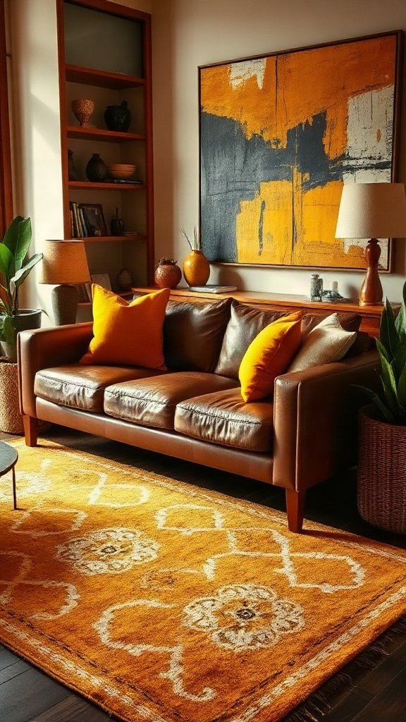 Mustard Yellow and Brown: Retro-Chic Perfection - 15 Stunning What Color Goes With Brown Couch Ideas for Modern Homes