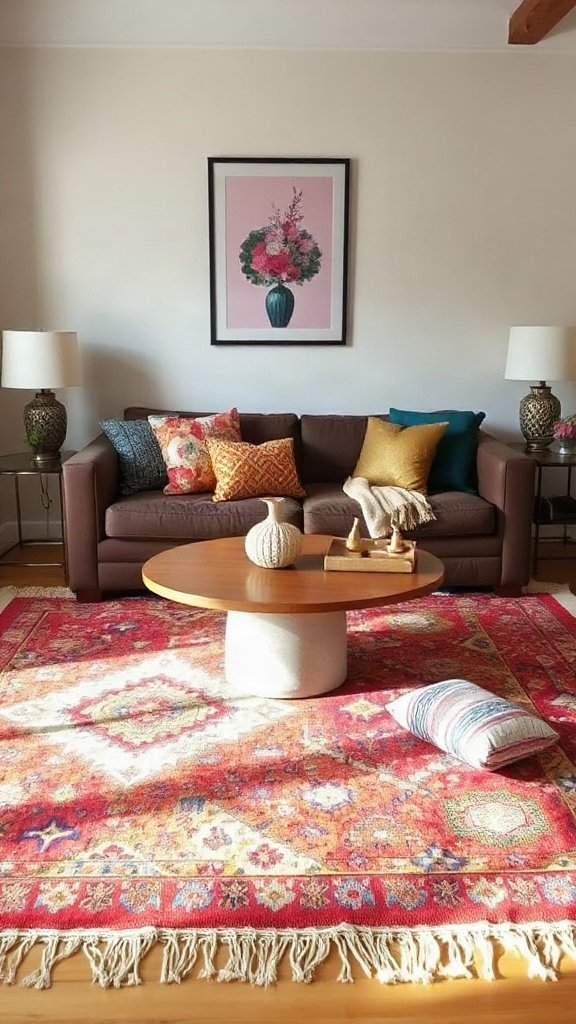 Make a Statement with a Bold, Patterned Rug - 15 Stunning Dark Chocolate Couch Ideas