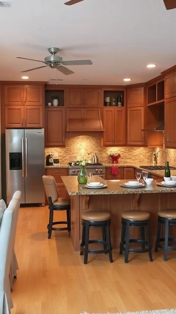 Kitchen with a peninsula separating cooking areas from the dining room.