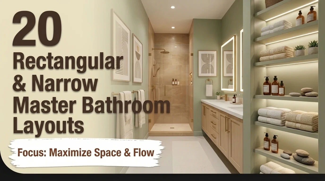 20 Rectangular & Narrow Master Bathroom Layouts