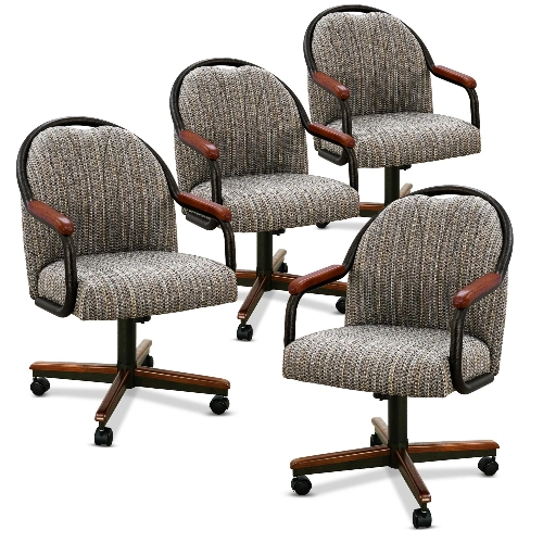 8 Best Space-Saving Chairs for Small Dining Spaces Item 7 Medina Swivel Tilt Caster Dining Chair set in walnut finish for small dining spaces