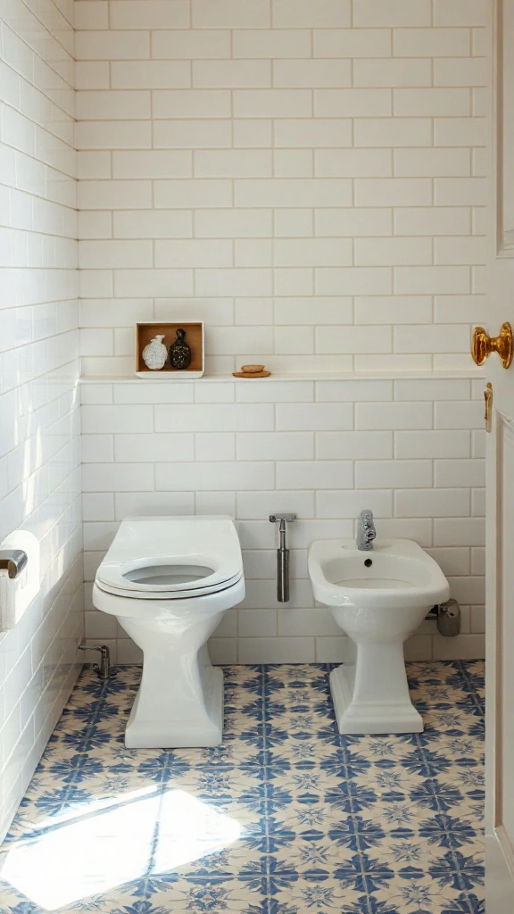 European bathroom toilet layout featuring side-by-side white porcelain toilet and bidet fixtures. - Modern Water Closet Floor Plan Layout - Modern Toilet Floor Plan Layout - Small Toilet Andamp; Water Closet Floor Plan Layout Ideas