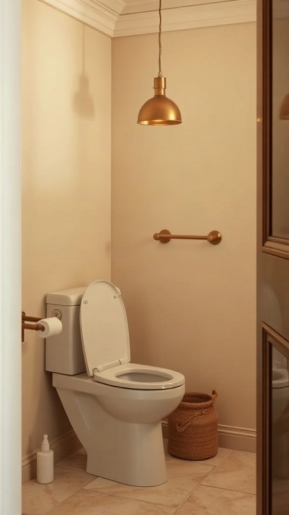 Small bathroom corner toilet layout installed at a 45-degree angle beside a compact vanity. - Modern Water Closet Floor Plan Layout - Modern Toilet Floor Plan Layout - Toilet & Water Closet Floor Plan Layout - Small Toilet Andamp; Water Closet Floor Plan Layout Ideas
