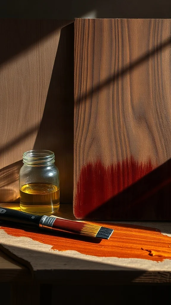 How to Mix Dark Shades of Brown (Deep Shades, Rich Tones & Undertones) Dark mahogany wood panel with raw umber and burnt sienna paint glazes in a fine art studio setup.