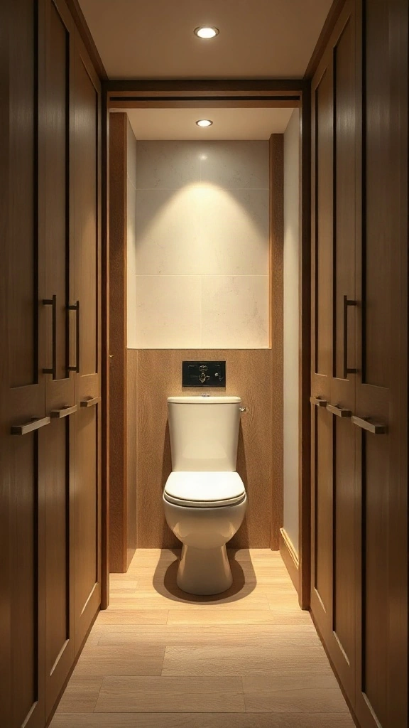 Custom dressing room suite leading to an integrated concealed toilet layout vestibule. - Modern Water Closet Floor Plan Layout - Modern Toilet Floor Plan Layout - Small Toilet Andamp; Water Closet Floor Plan Layout Ideas