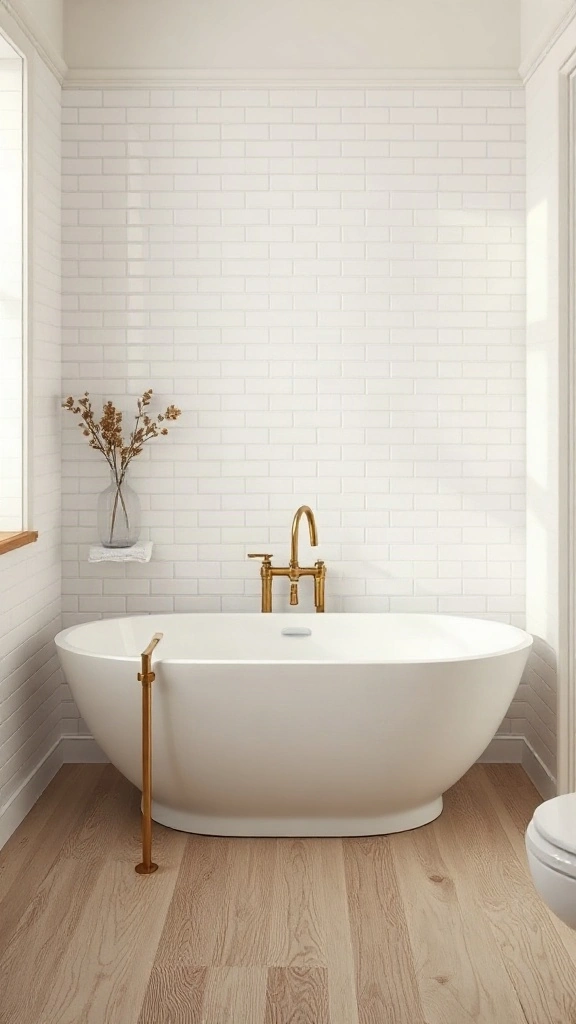 Floorplanner Browser Suite Scandinavian wet room layout with herringbone tiles and acrylic tub in online bath design tool